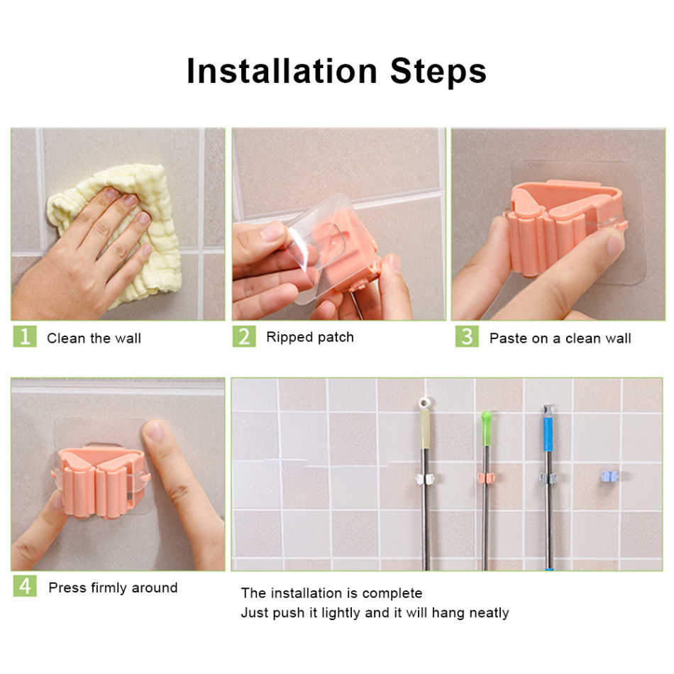 Magic Sticker Series Self Adhesive Mop and Broom Holder Magic Sticker Series Self Adhesive Mop and Broom Holder